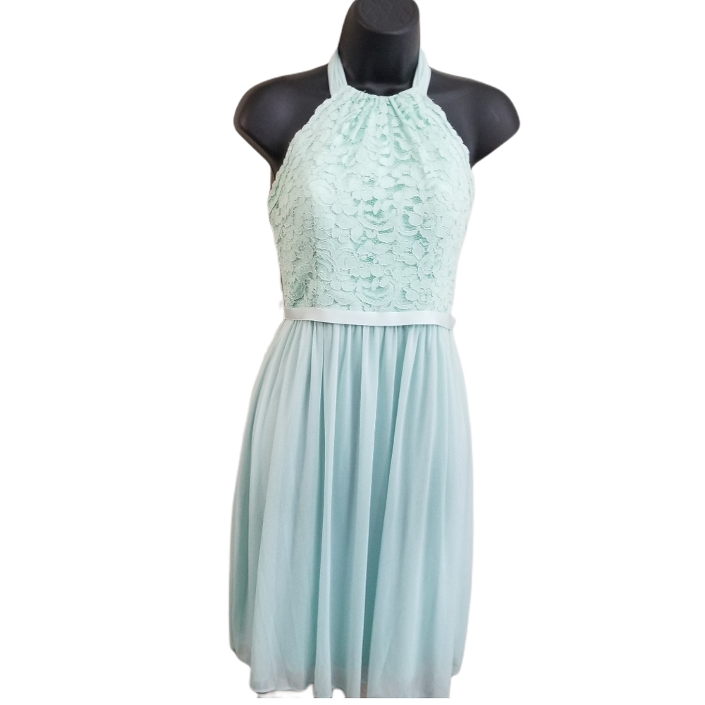 David's Bridal Light Sage Bridesmaid/Formal Dress